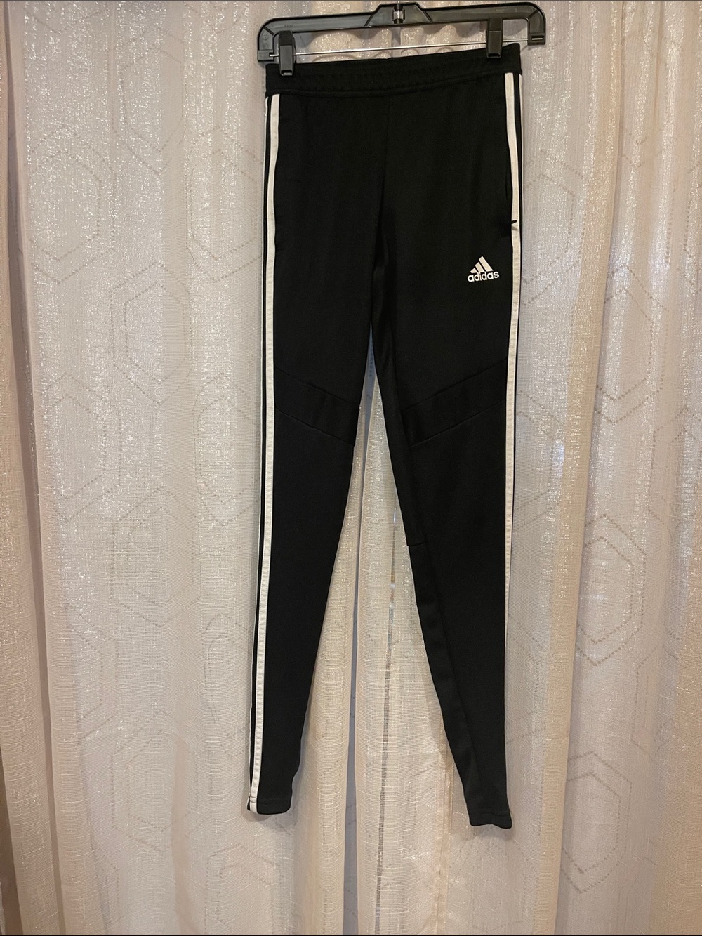 Adidas Black Track Joggers with White Side Stripes